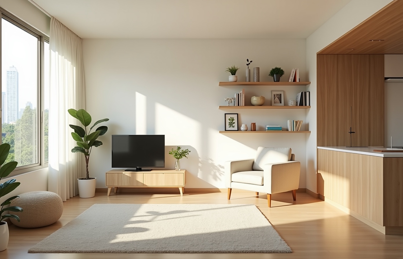 すっきりとした明るい部屋