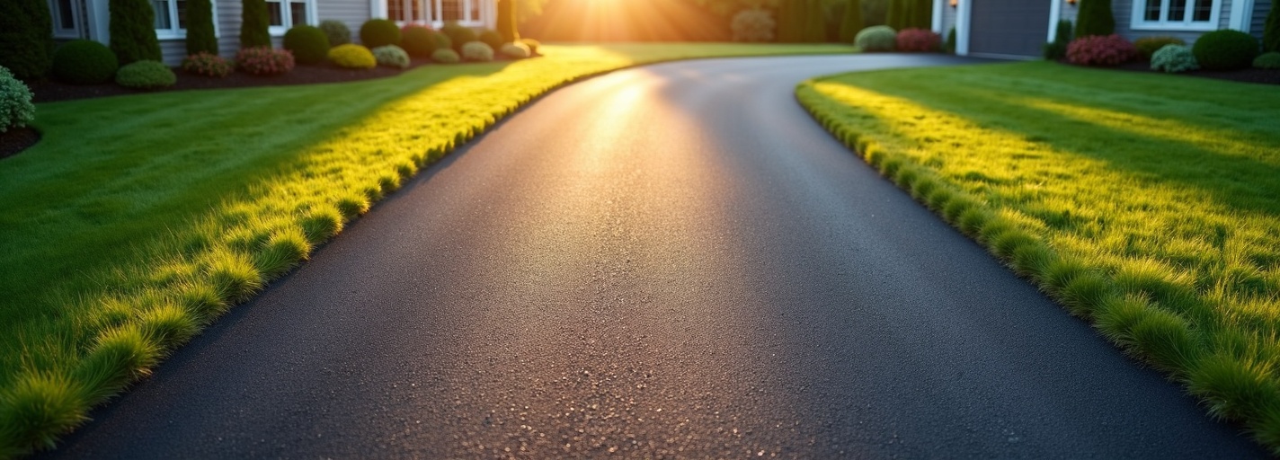 Completed residential asphalt driveway paving project