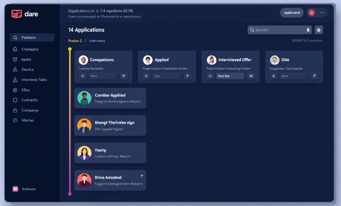 JobOS dashboard showing job application tracker with pipeline stages, analytics, and ATS integration