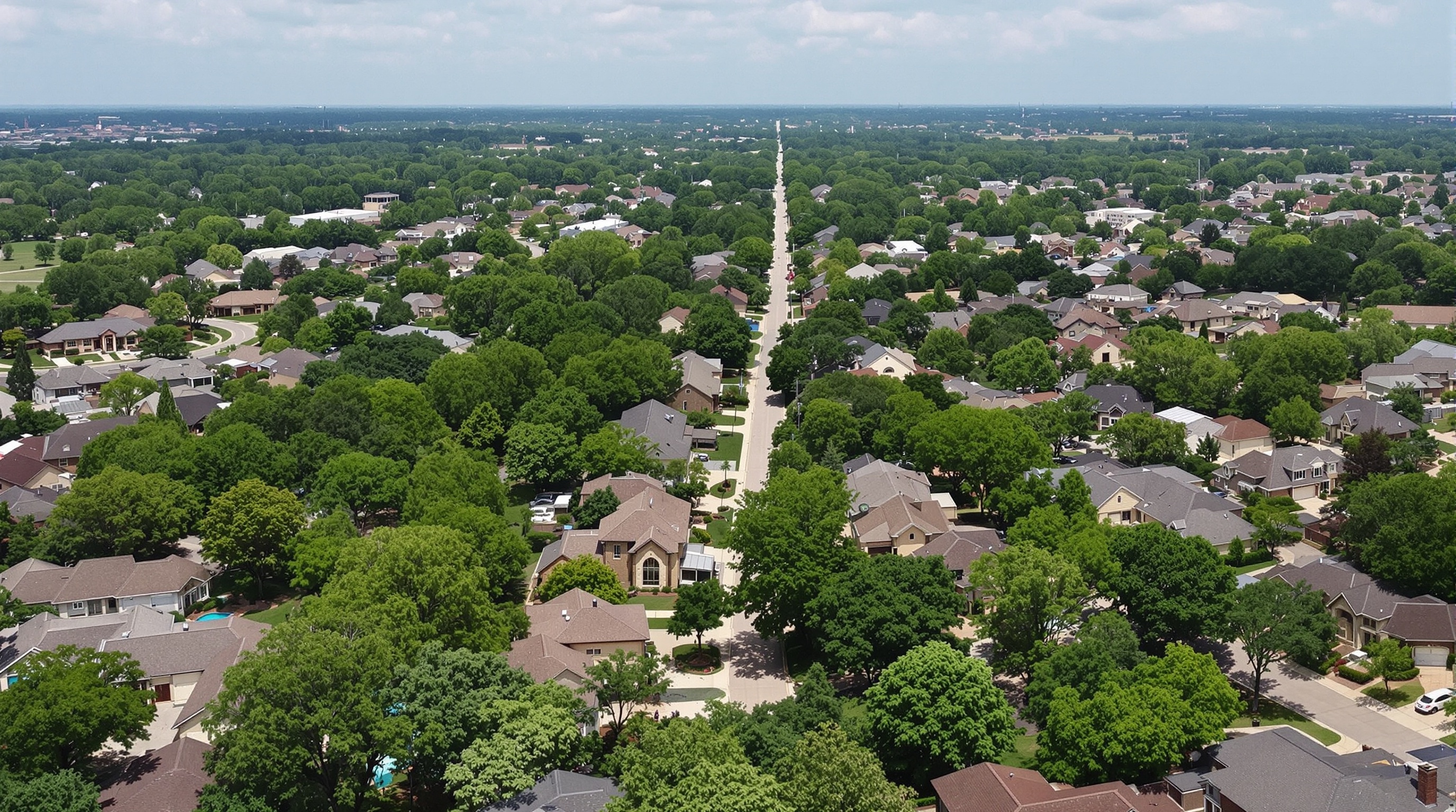 Aerial drone real estate photography over Houston Texas neighborhood