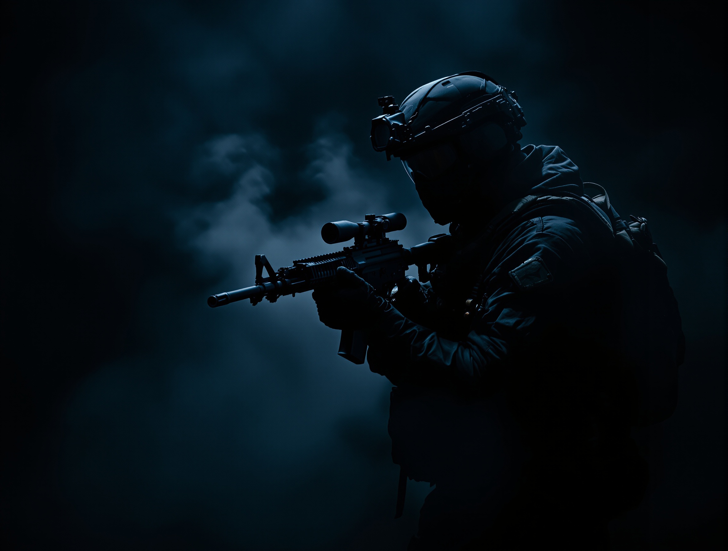 Airsoft player in tactical gear