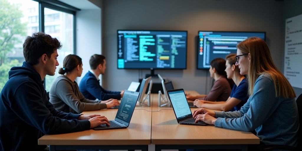 Collaborative tech classroom at Mission Next Technical Academy