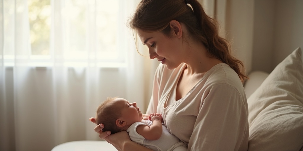Madre amamantando a su bebé en ambiente tranquilo