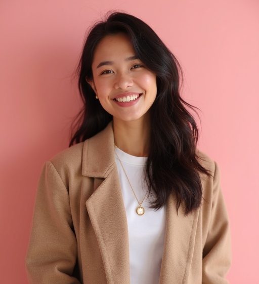 Beautiful creator model smiling confidently