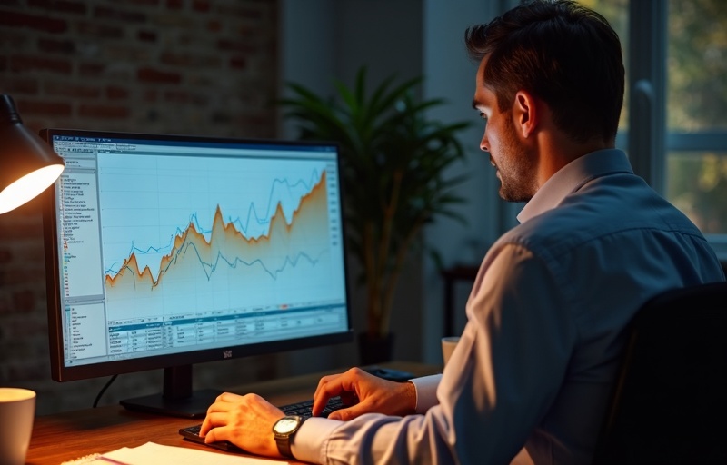 Business consultant analyzing revenue data