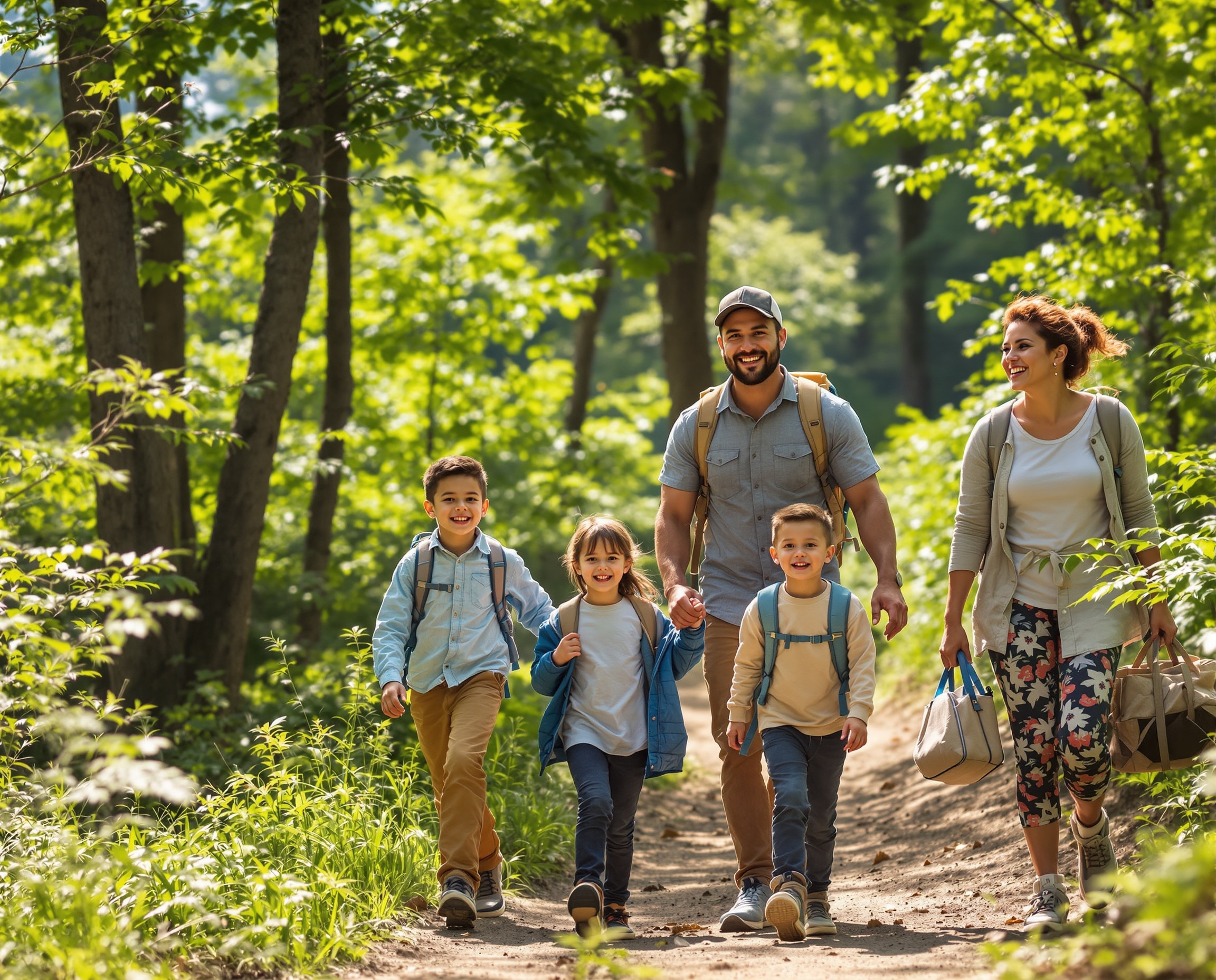 Happy family enjoying nature hike in Tennessee