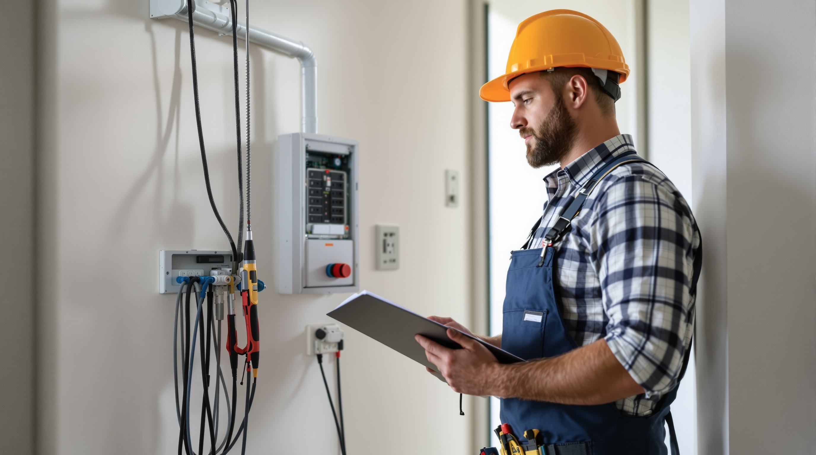 Electrician conducting EICR testing in Watford rental property