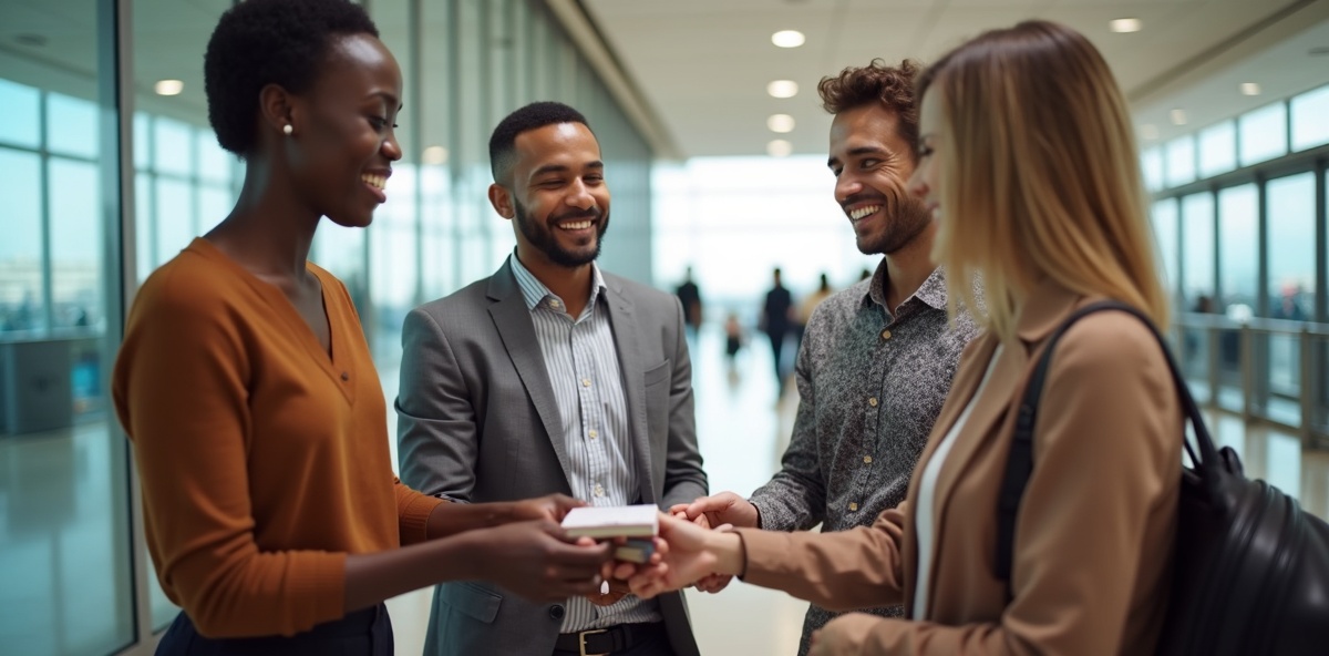 Remise de billets à l'aéroport