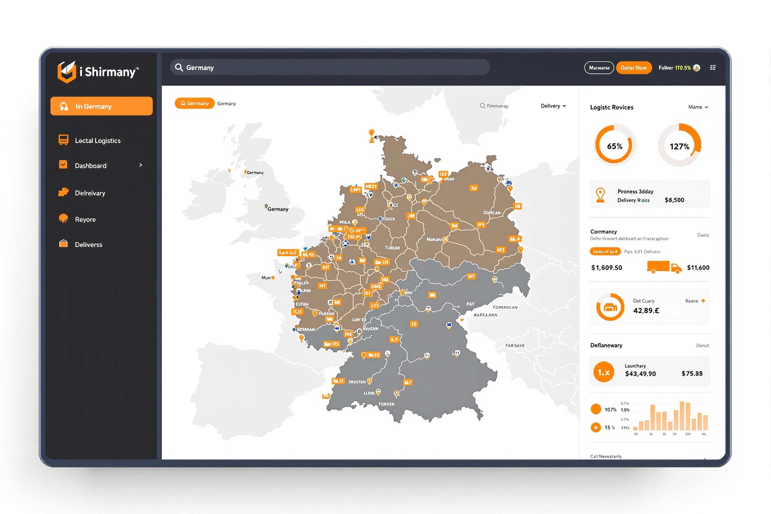 Europe shipping logistics dashboard