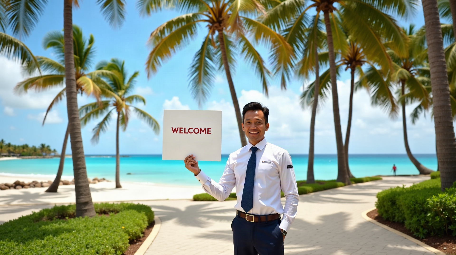 Driver greeting guests at a Mauritius hotel