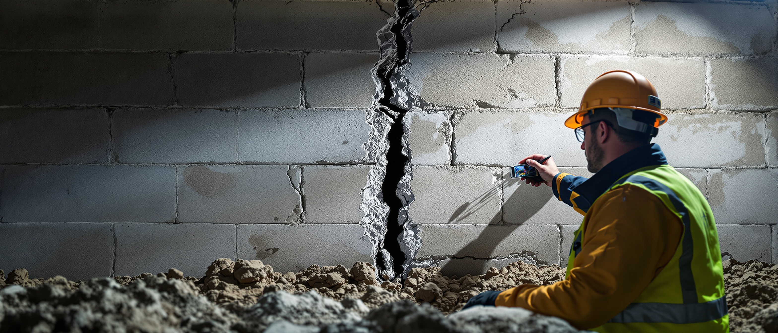 Foundation crack inspection in Philadelphia suburban home