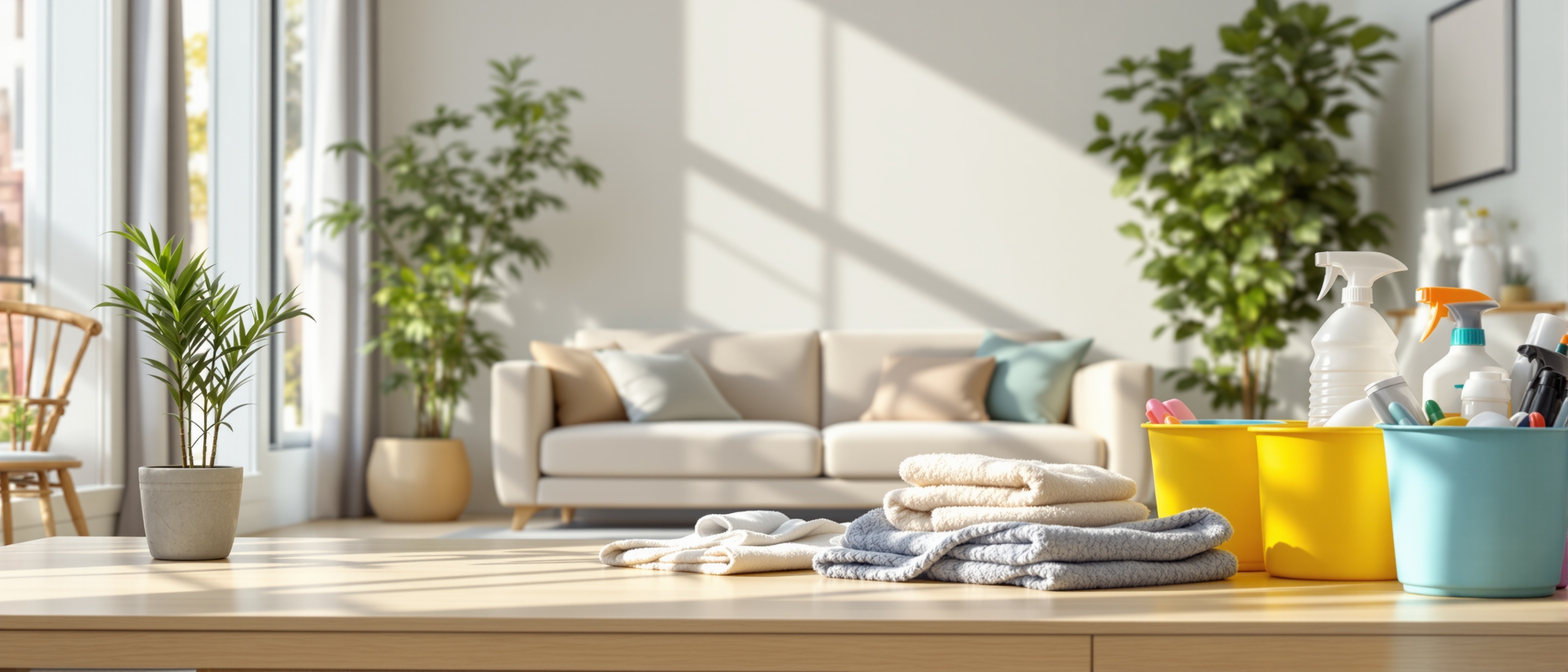 Organized home ready for cleaning service