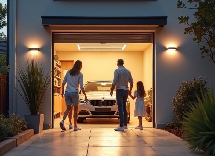Family using garage as main entrance