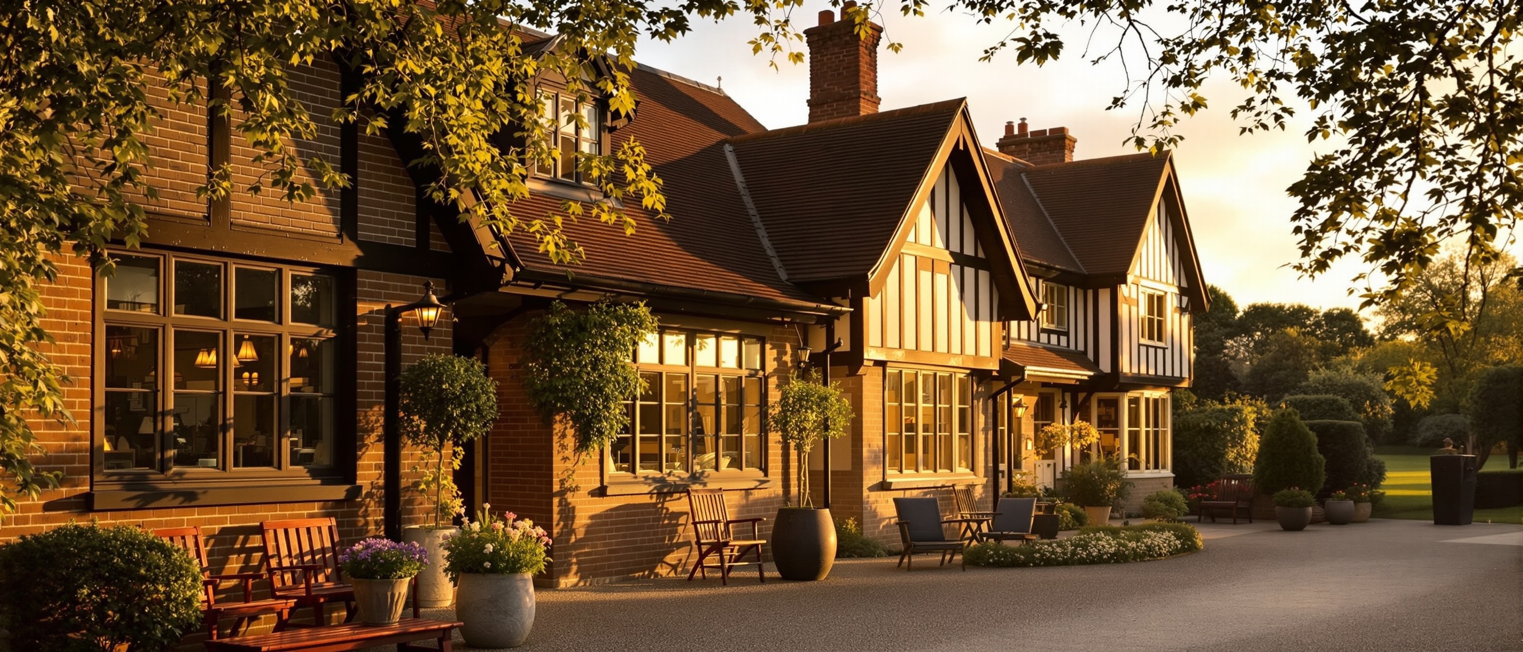 England golf tour clubhouse arrival — traditional British golf hospitality