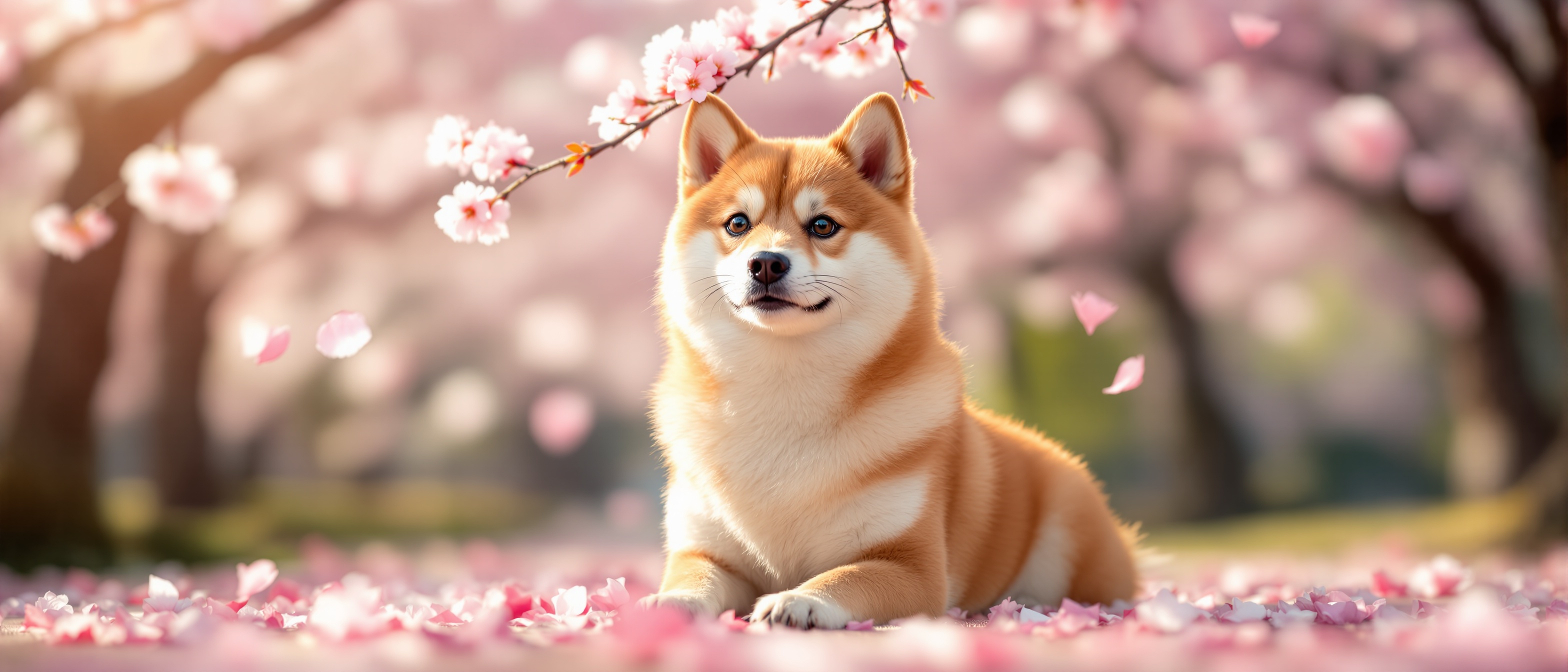 桜と犬