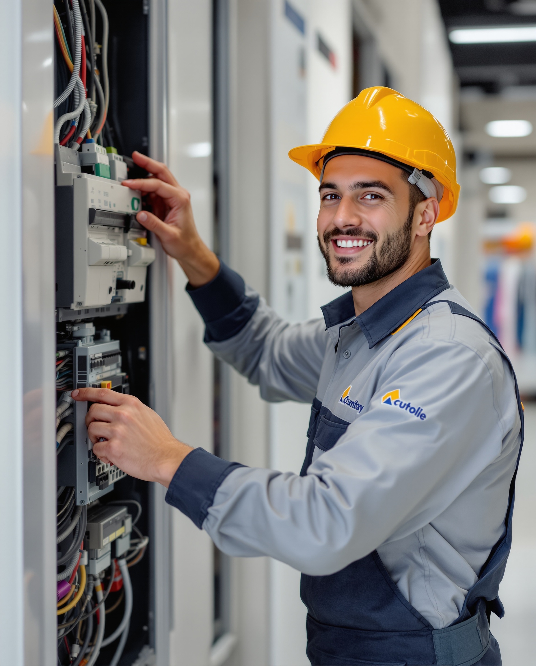 UTS ElectricPros facility electrical contractor inspecting commercial panel in a DFW retail store