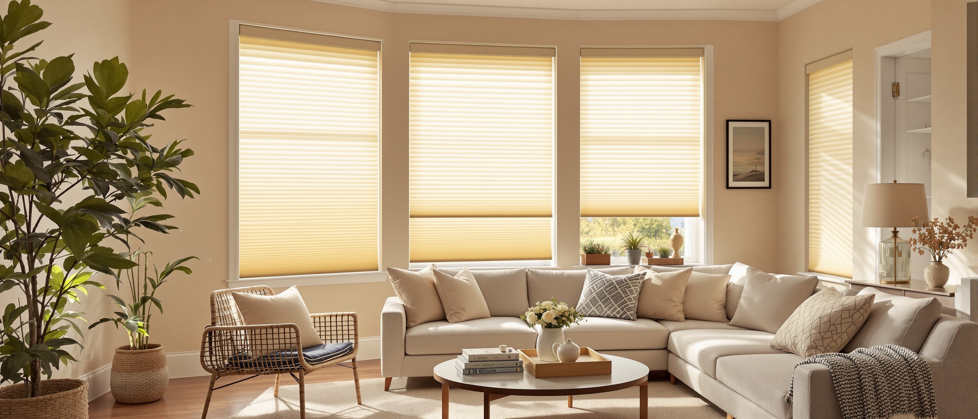 Energy efficient window treatments in a beautiful home