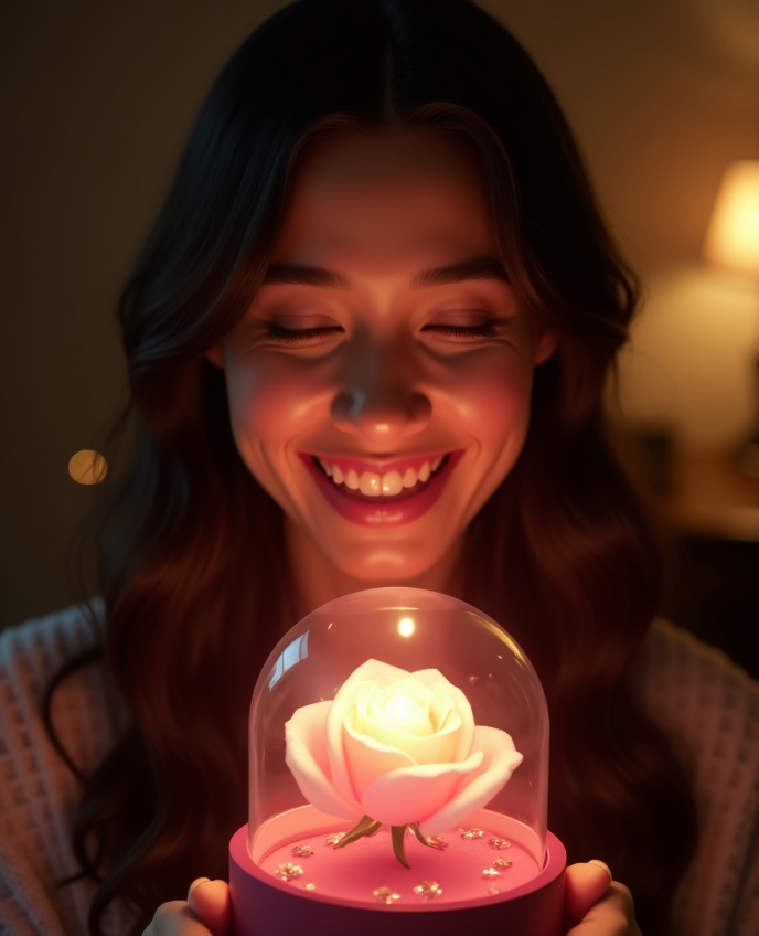 Momento emocionante ao receber a Galaxy Rose