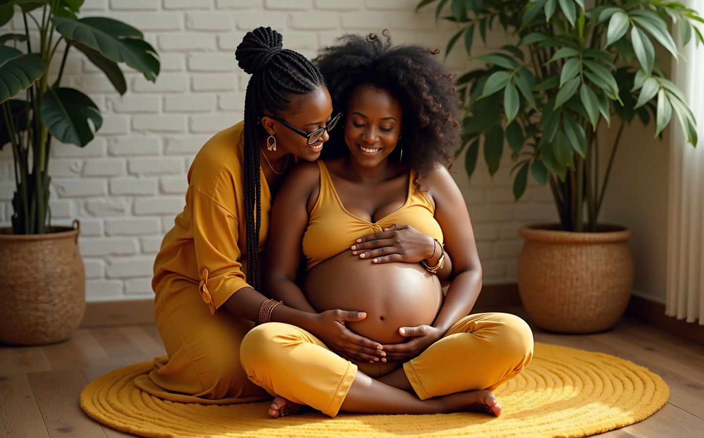 Doula Jazmine Britton embracing a pregnant client — Monstera Roots maternal wellness