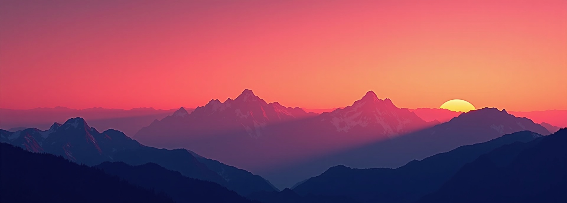 Mountain landscape at sunset