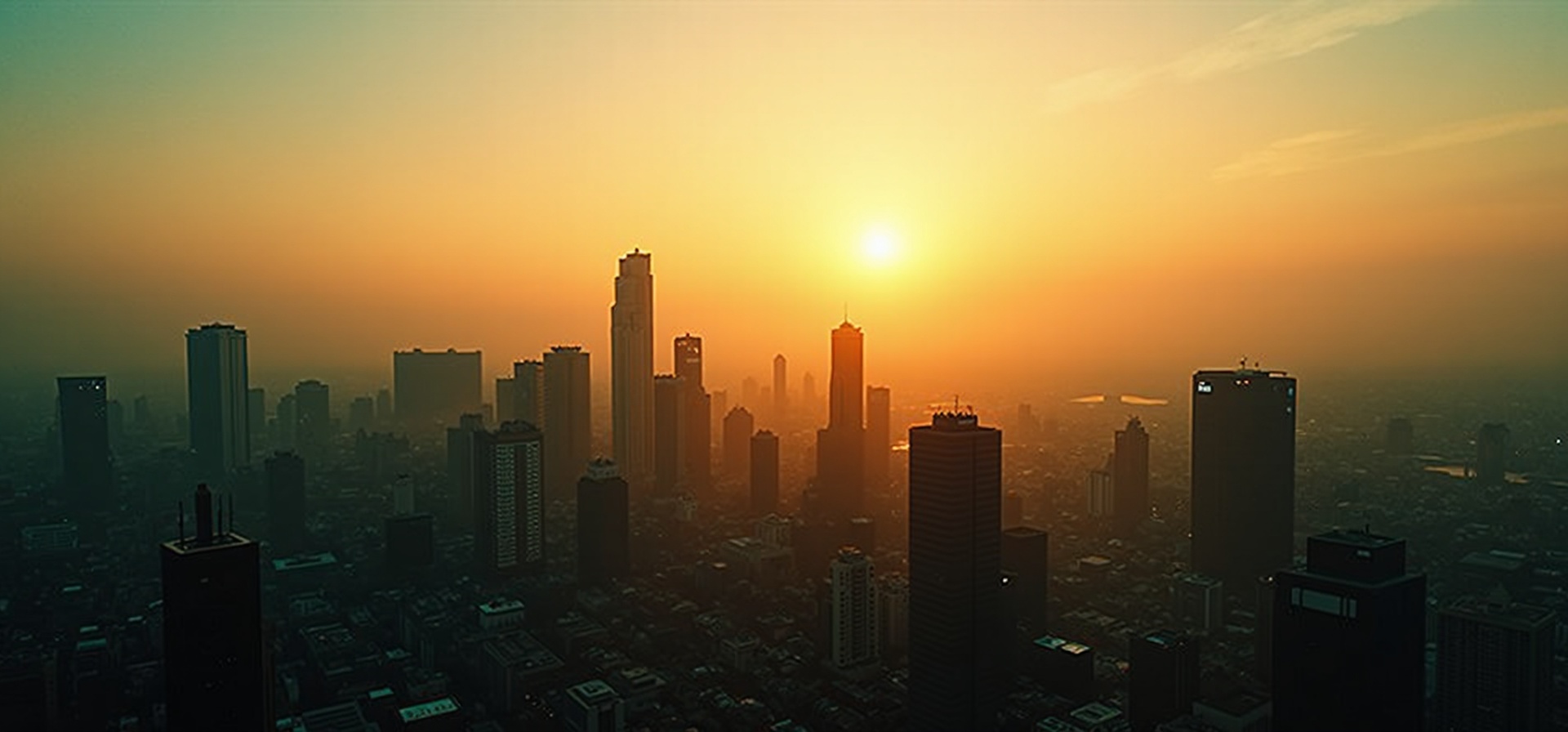 City skyline at golden hour