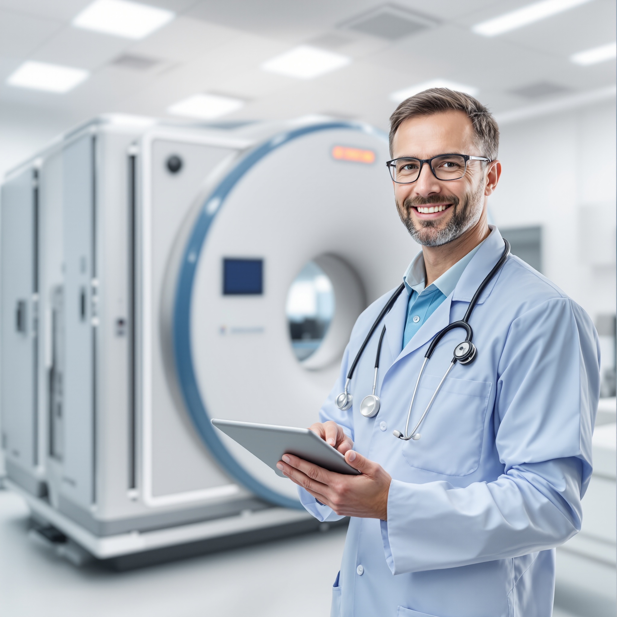 Technologist with MRI trailer