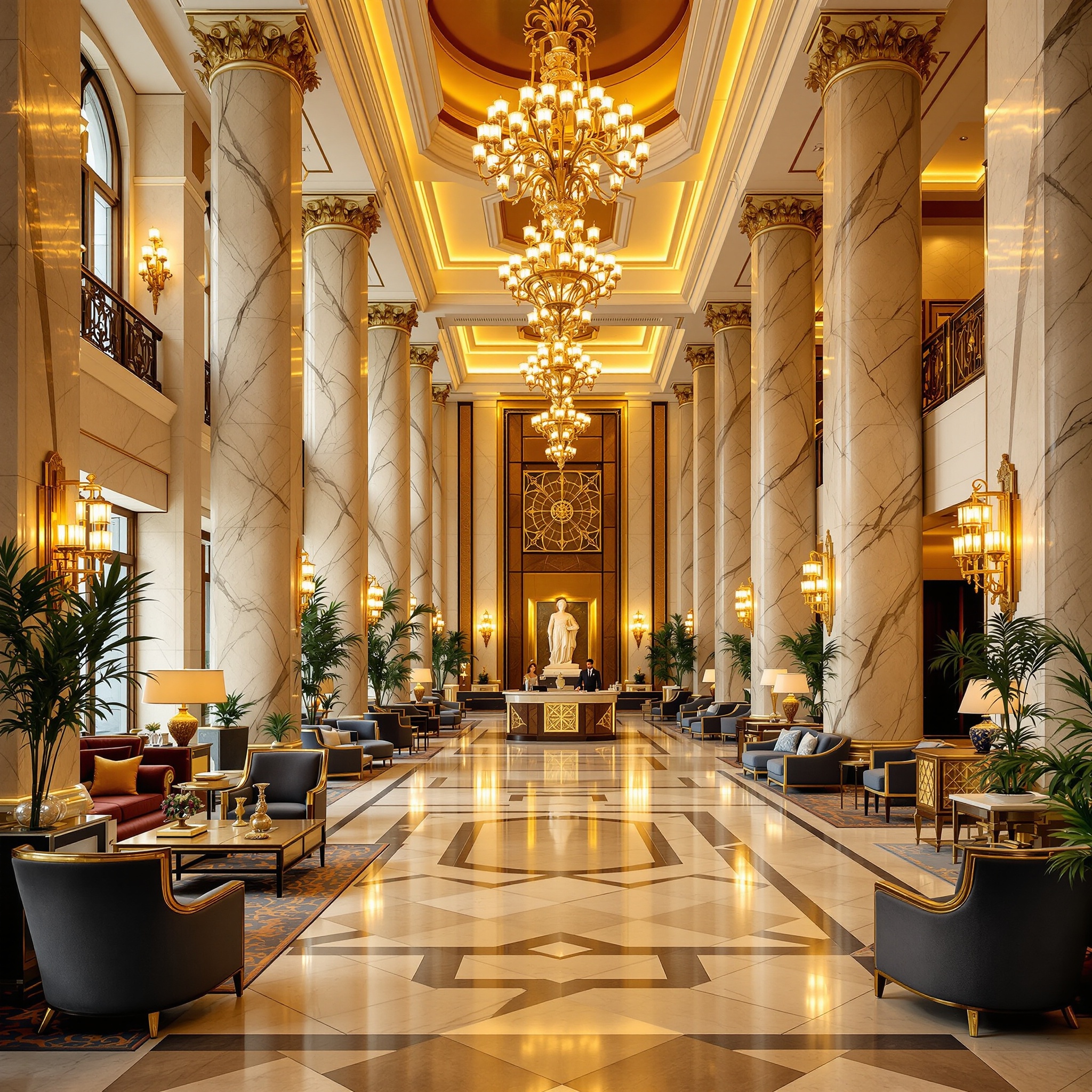 Routine commercial cleaning — hotel lobby