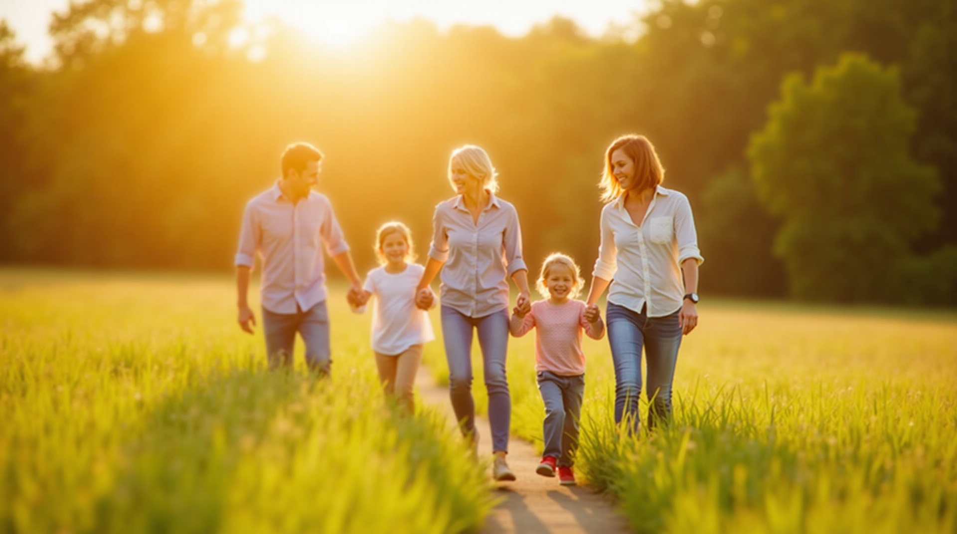 Happy family outdoors