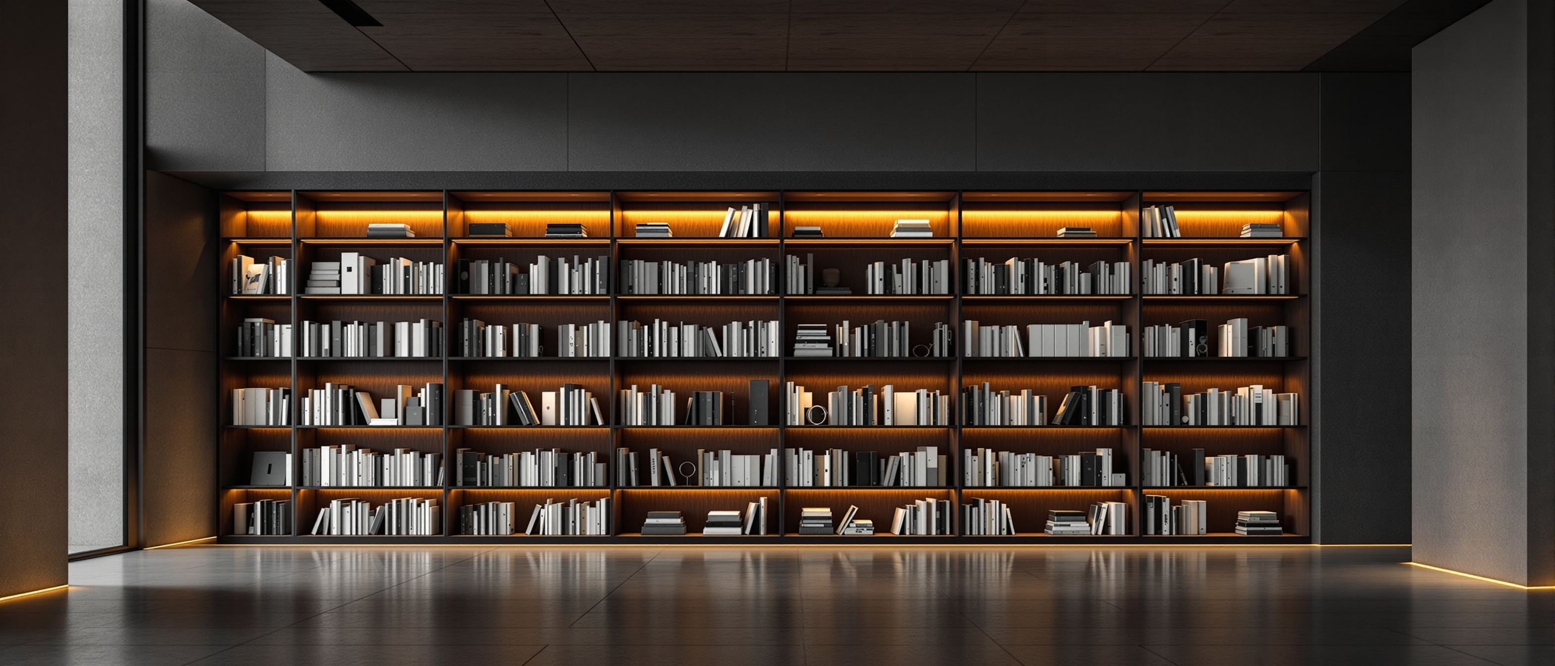 Modern architectural library interior