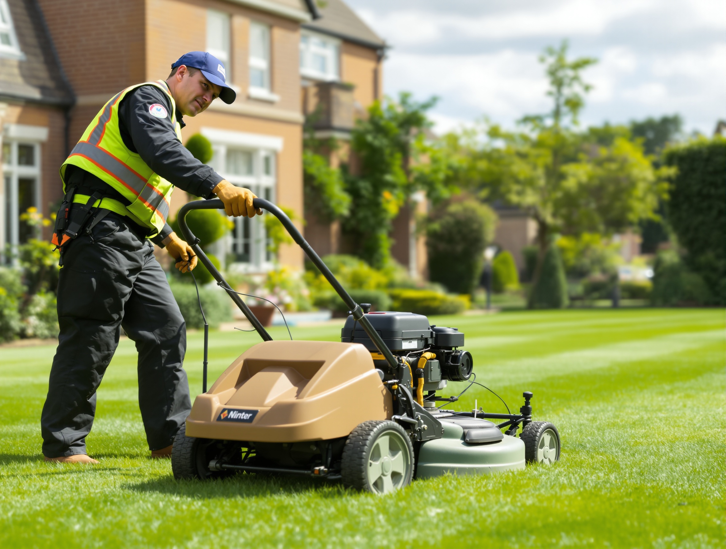 Professional commercial grounds maintenance team