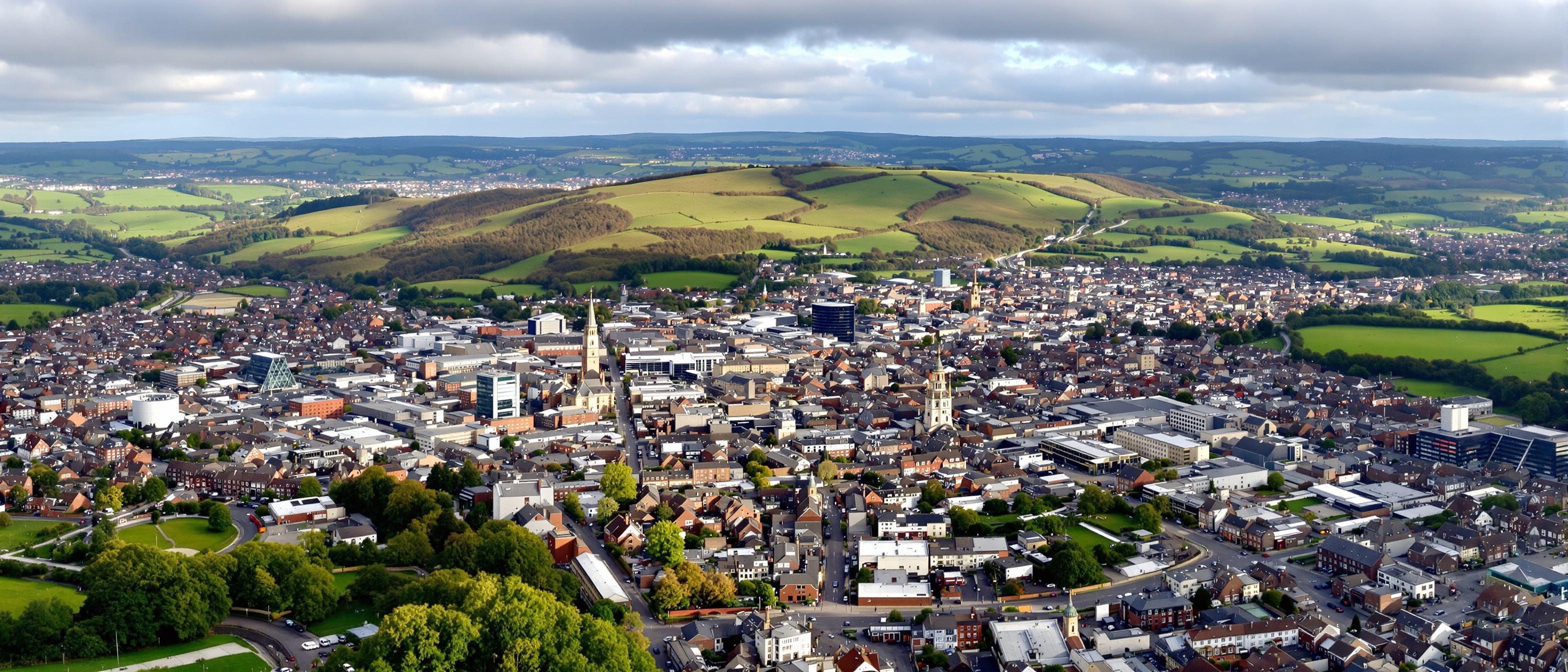 Aerial view of Halifax and Calderdale
