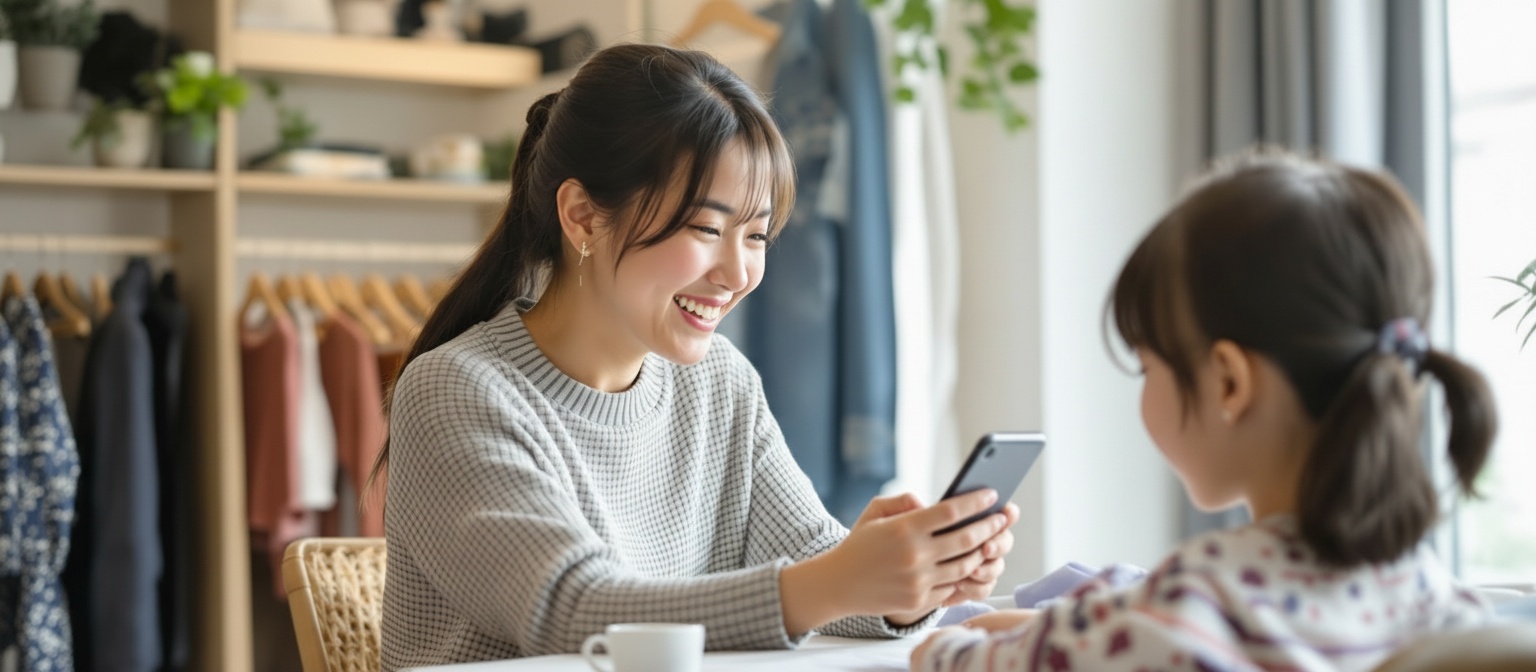 キャリーオンを使うママ
