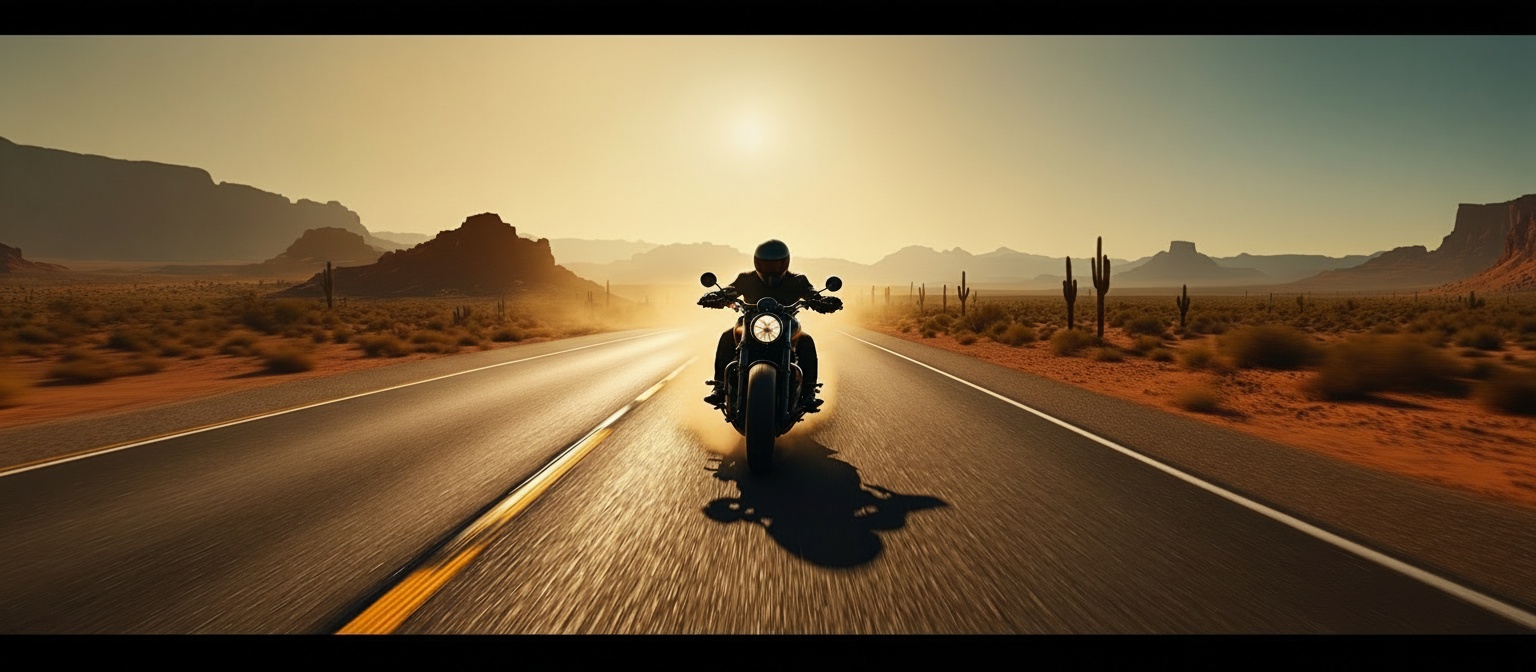 Desert highway at high noon