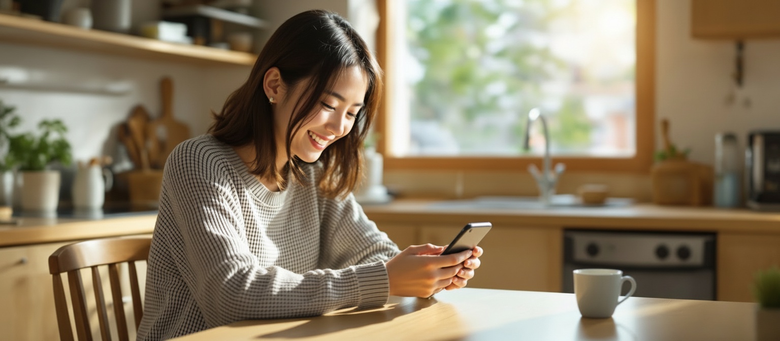 あんしんウォッチャー 到着通知で安心するママ GPS見守り