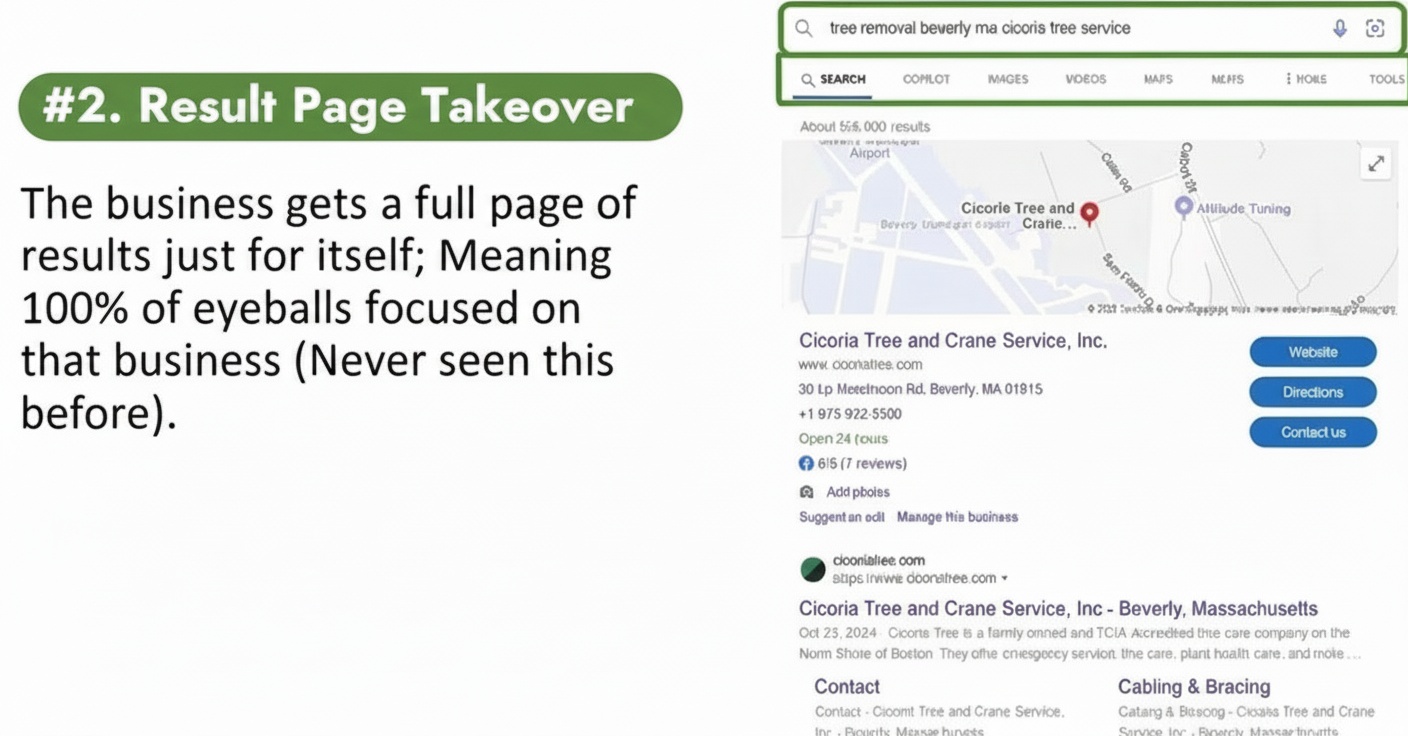 Result Page Takeover example showing full page results