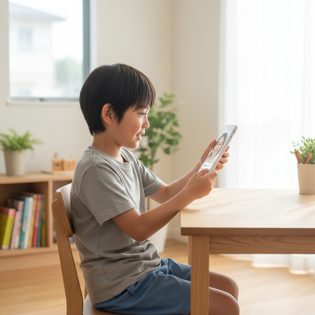 Hamicで連絡する小学生