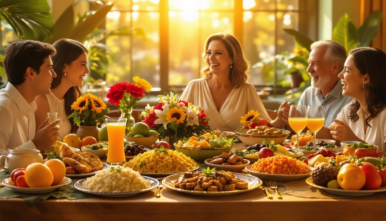 Mesa festiva brasileira para o Dia das Mães
