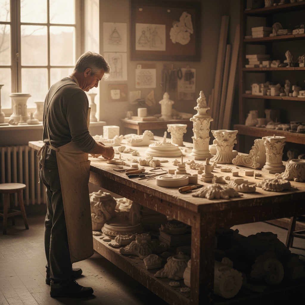 Afaq Gypsum master craftsman at work