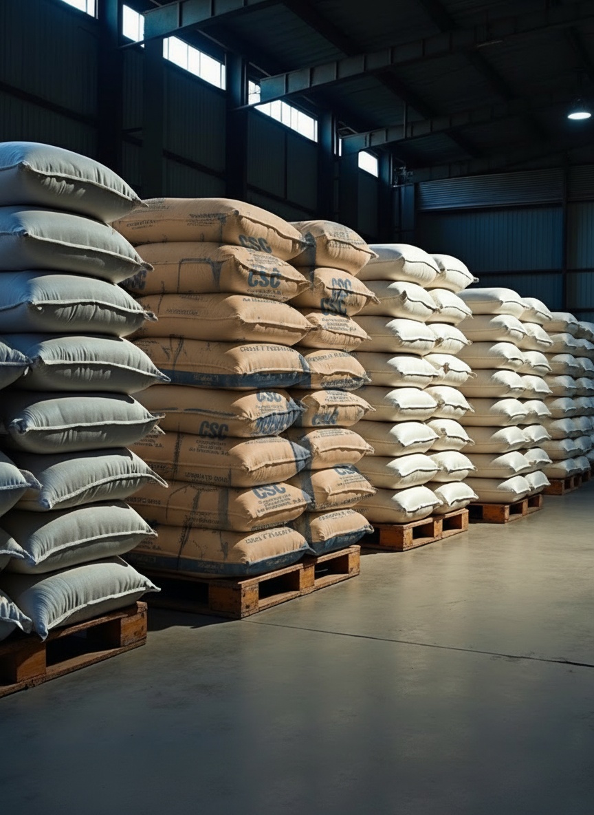 Paletas de cemento en almacén