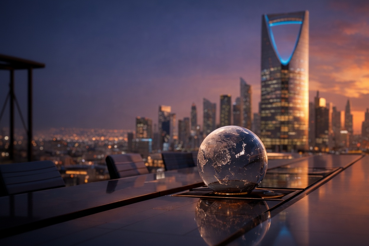 Saudi Arabia Skyline with Globe