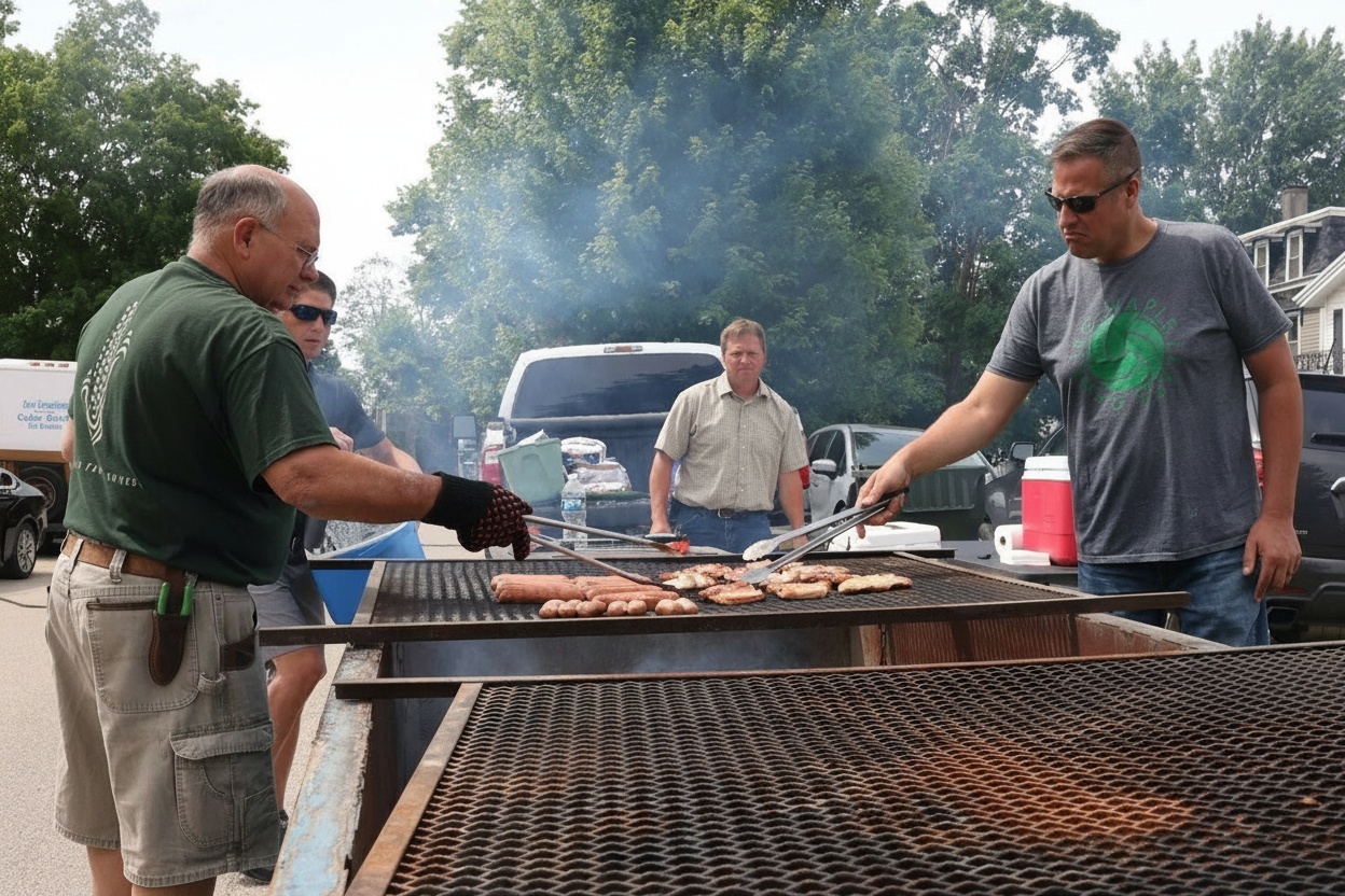 Volunteers smiling at a community event