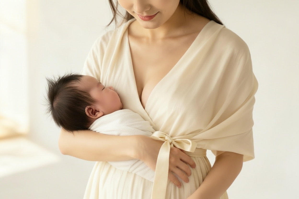 Sweet Mommyの授乳服を着て授乳するエレガントなママ
