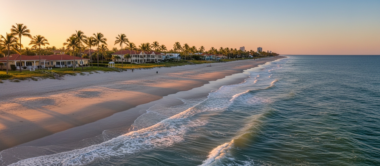 Boynton Beach Florida shoreline at golden hour