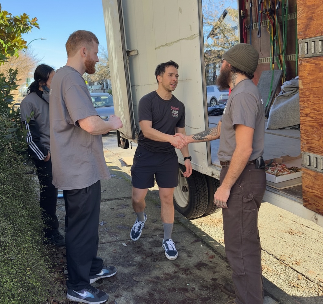 Happy clients celebrating a successful move