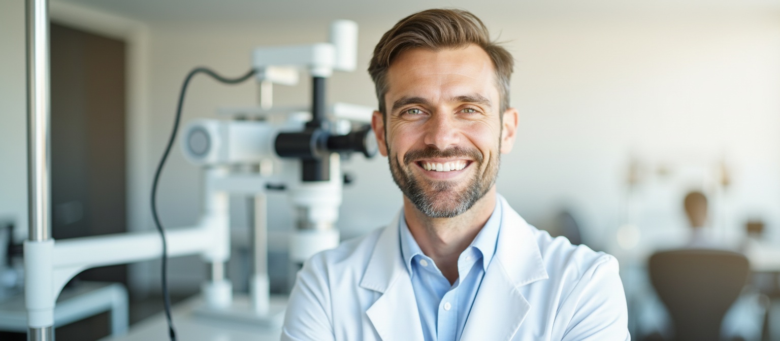 Augenarzt in moderner Praxis