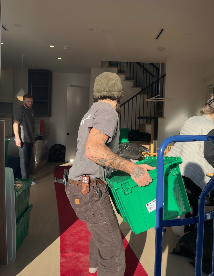 Professional moving crew in action