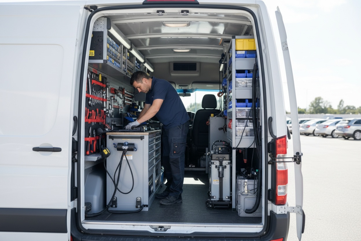 Fleet vehicle inspection by Onsite Auto Maintenance technician