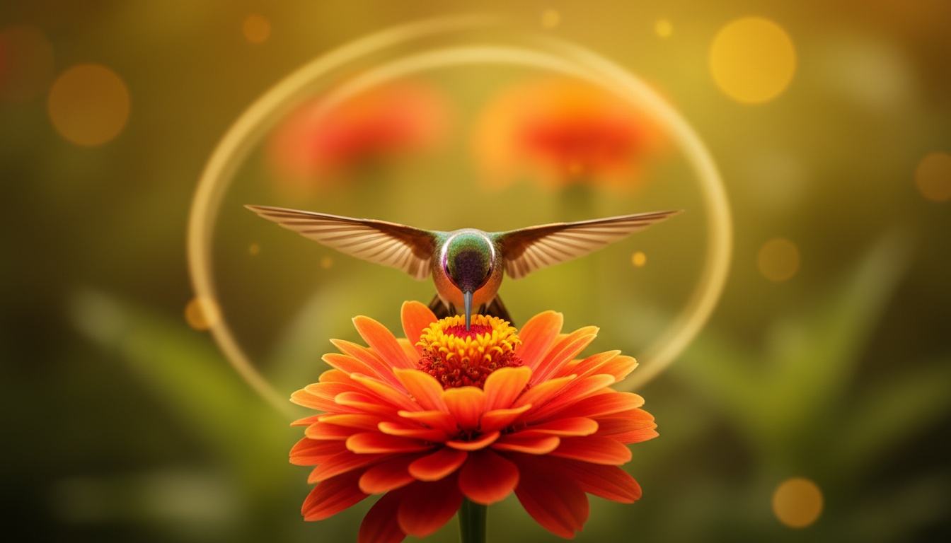 Hummingbird drinking nectar from flower