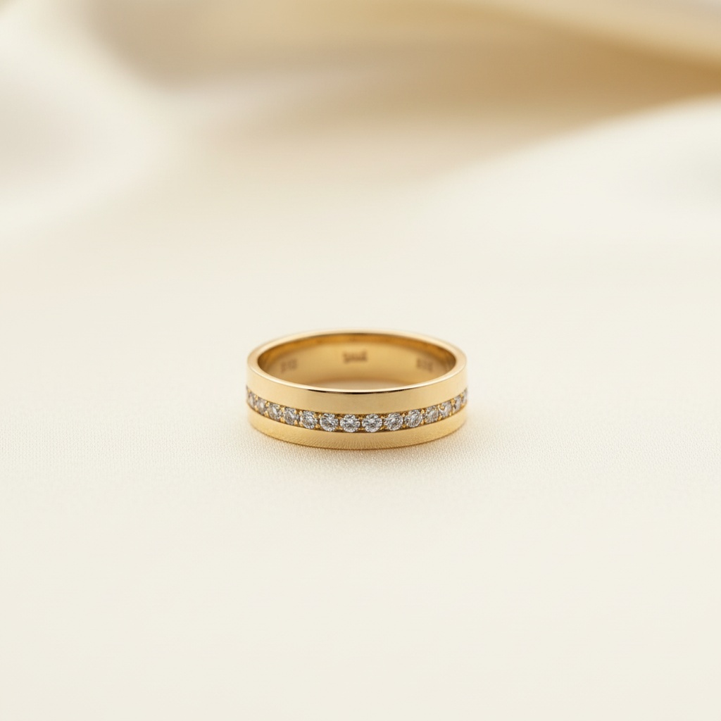 Anillo Matrimonio con Cintillo de Brillantes