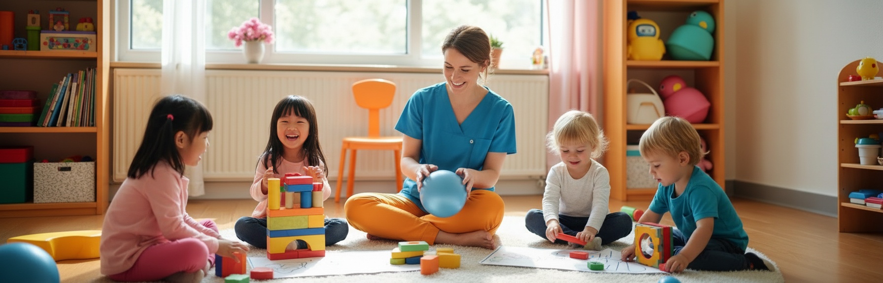 Therapist working with child